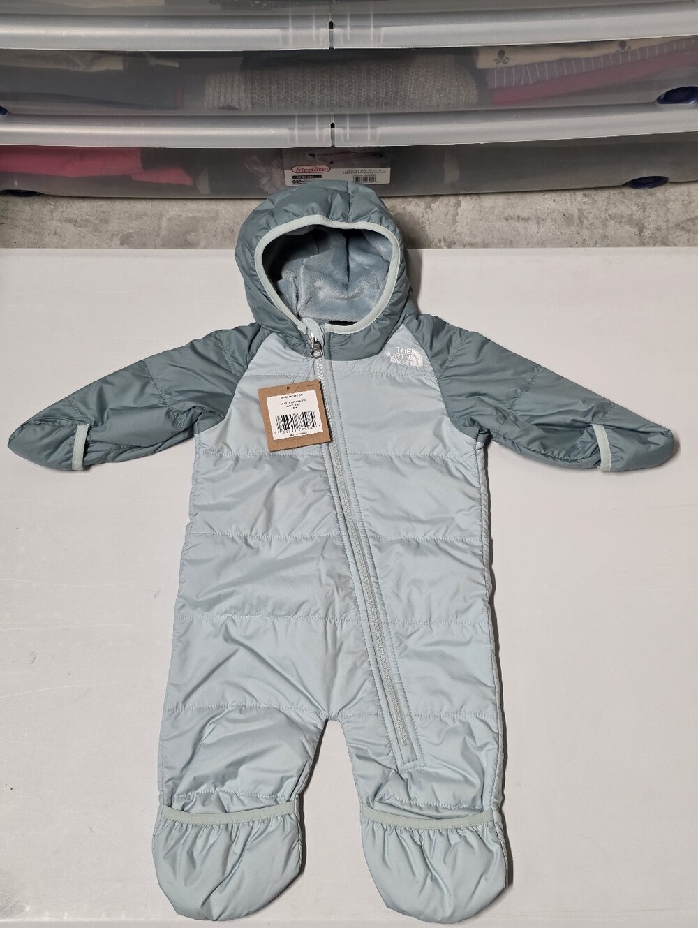 The North Face Baby Hooded One-Piece Bunting Snowsuit Full Zip Blue 3-6M